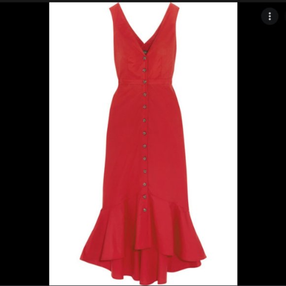 Saloni Zoey Cutout Cotton Blend Poplin Midi Dress - Picture 2 of 9